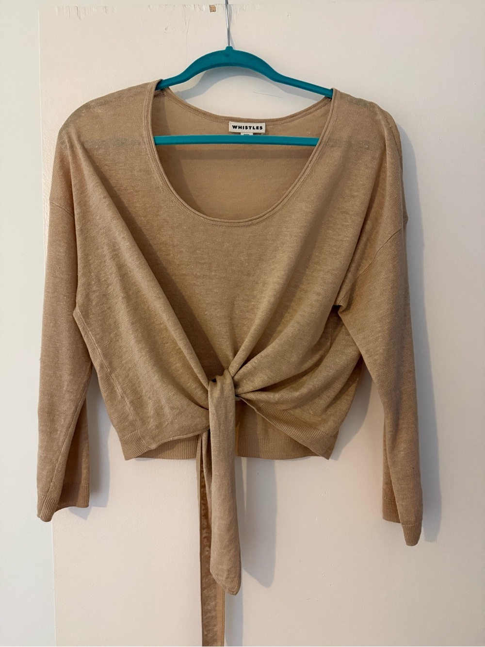 Whistles Neutral Beige Tie-Front Sweater Top